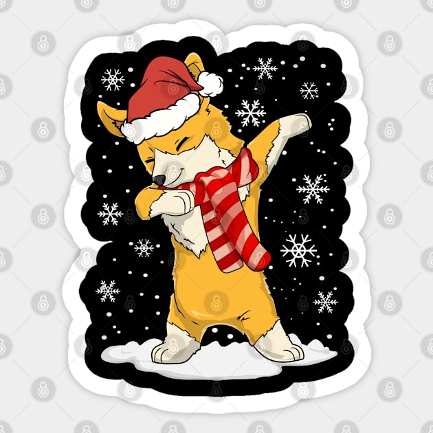 Christmas Dabbing Corgi Santa Hat For Boys Men Dog Lover Sticker by Shaniya Abernathy